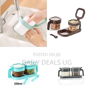 Dual Spice and Condiment Dispenser Set With Serving Tray - Multicolor