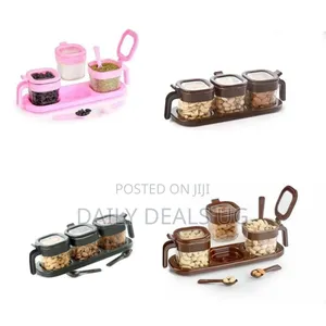 Versatile 3-Piece Storage Jar Set With Serving Tray and Spoons