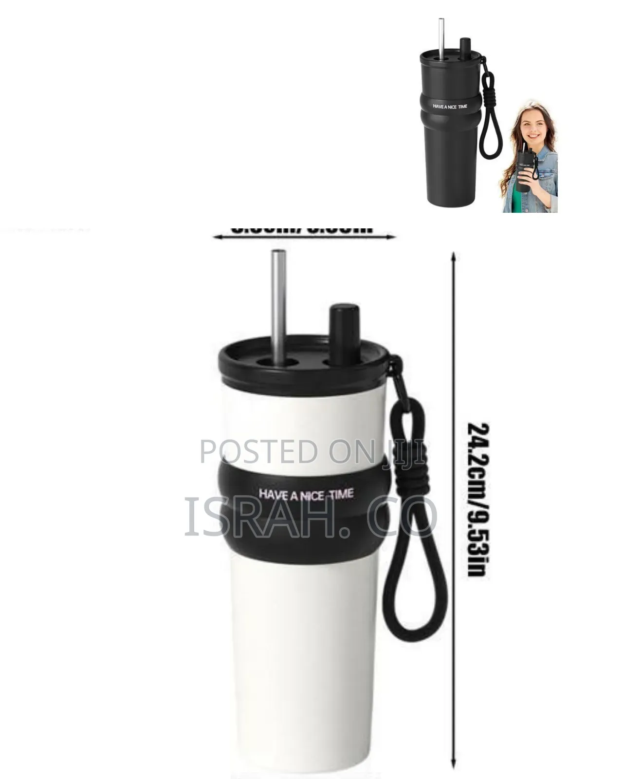Modern Insulated Reusable Tumbler With Carry Strap