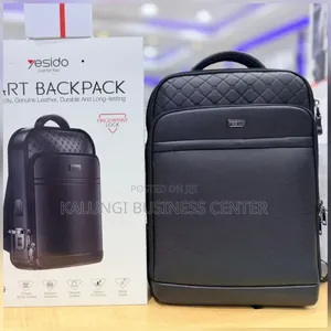 Genuine Leather Smart Backpack Yesido With Fingerprint Lock