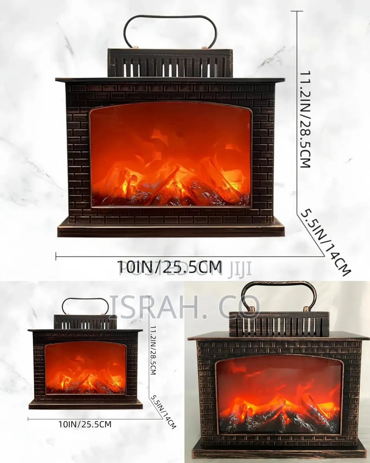 Simulated Led Fireplace Lantern, Usb and Battery Powered, Flameless .