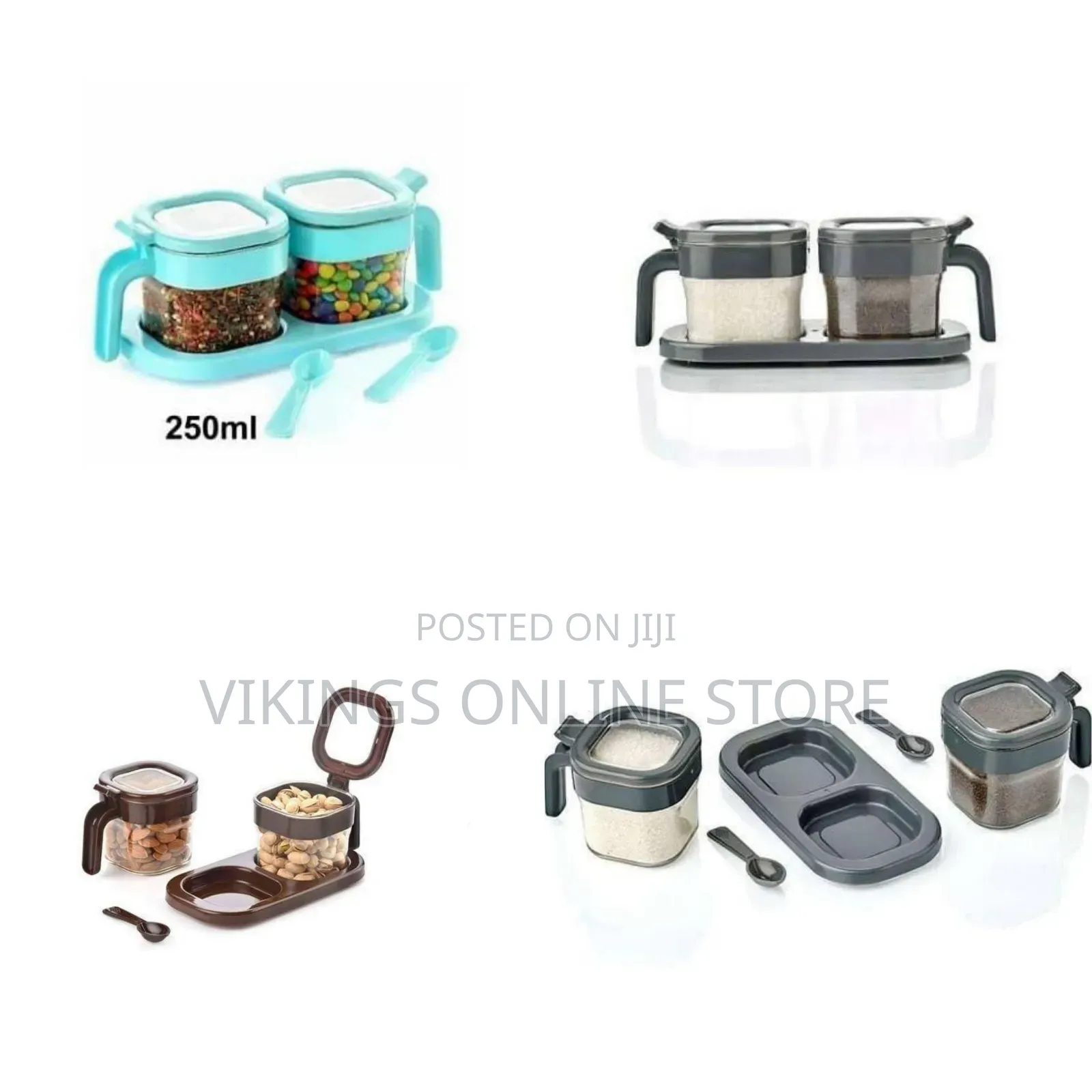 2-Piece Spice Jar Set With a Tray - Multicolor
