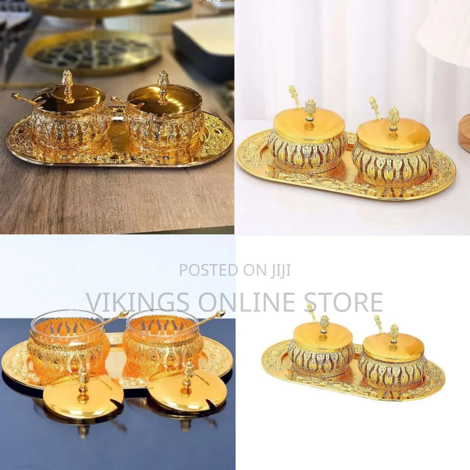 Luxurious Golden Condiment Server Set