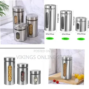 Stainless Steel Kitchen Canister Set With Viewing Window