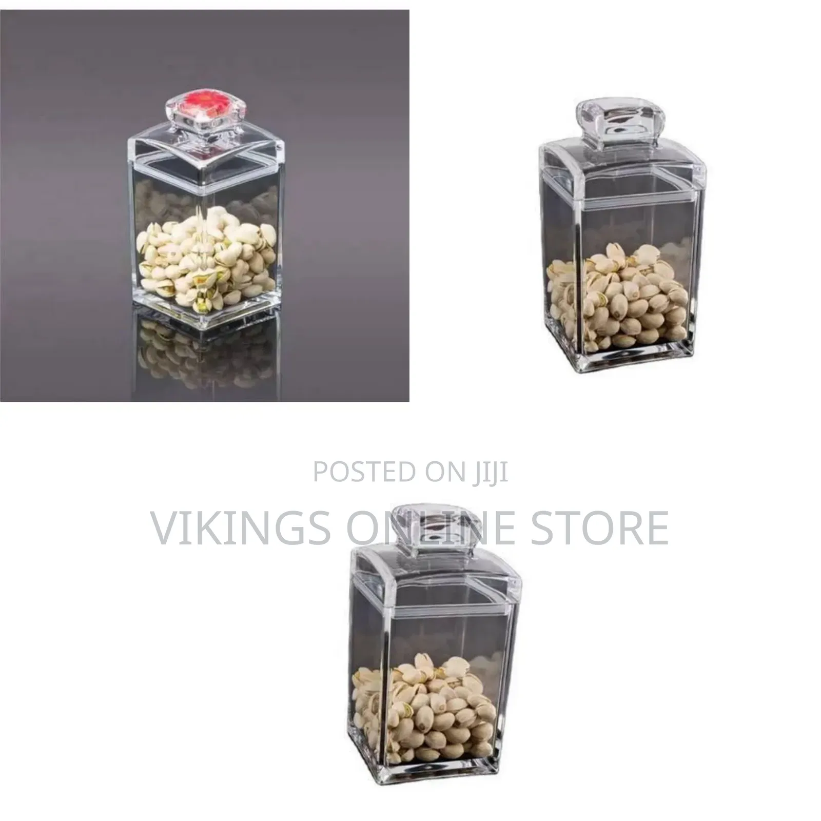 Elegant Square Acrylic Storage Jar With Decorative Lid - Clear