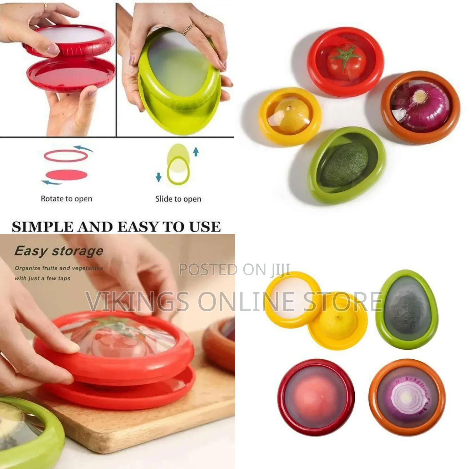 Reusable Silicone Food Savers for Cut Fruits and Vegetables-Multicolor