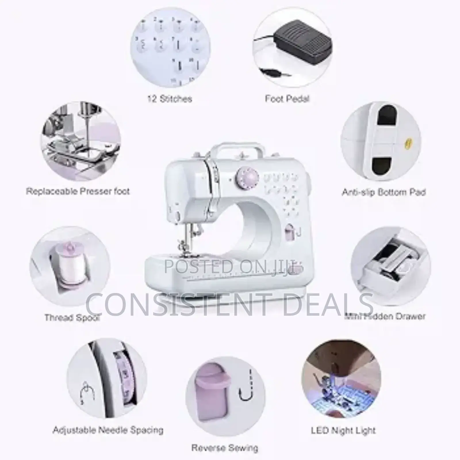 Household Sewing Machine 12 Stitches Mini Size Multifunction Electric