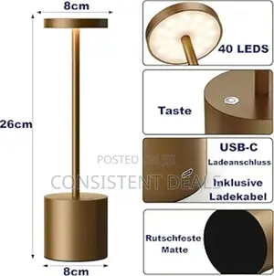 Cordless Table Lamp Desk Lamps Led Ip54 Usb-c Rechargeable Dimmable