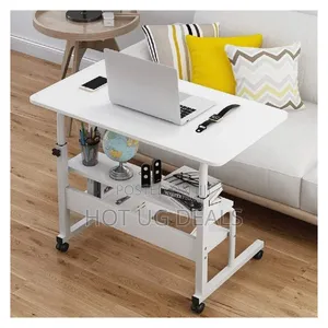 Adjustable Mobile Laptop Desk / Bedside Table With Storage - White