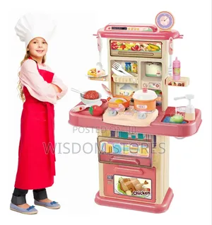 Children's Kitchen Toy 70cm Simulation Light Sound Pink Water