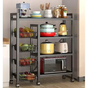 Multi-functional Kitchen Storage Rack Or Trolley-black