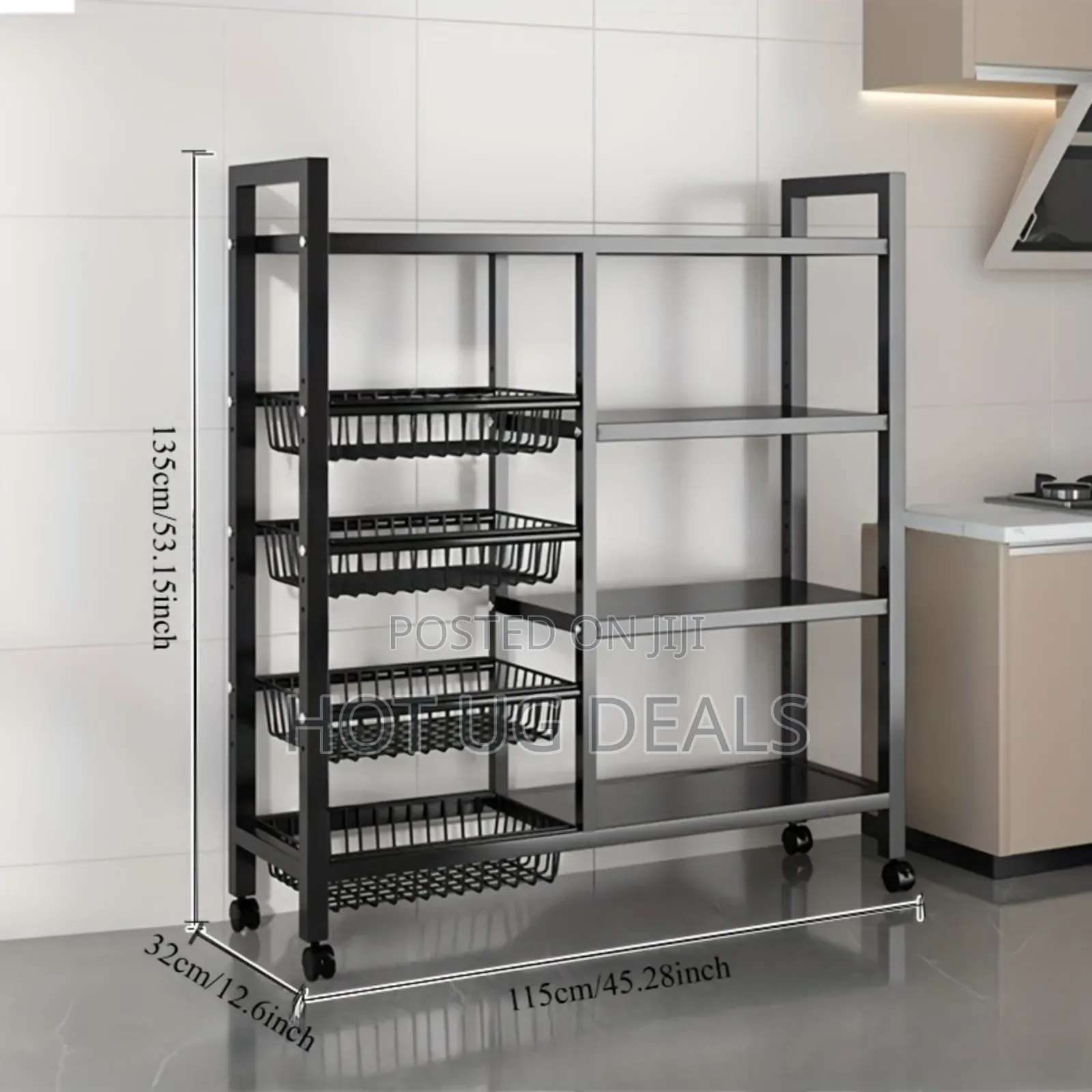 Multi-functional Kitchen Storage Rack Or Trolley-black