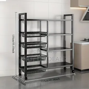 Multi-functional Kitchen Storage Rack Or Trolley-black