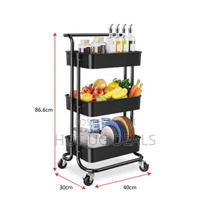 3 Tier Movable Trolley Kitchen Rack Organizer