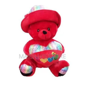 Luxurious Cute Teddy Bear- Cream With Red