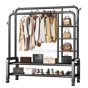 Cloth Storage Rack Garment Rail Stand Wardrobe Organizer