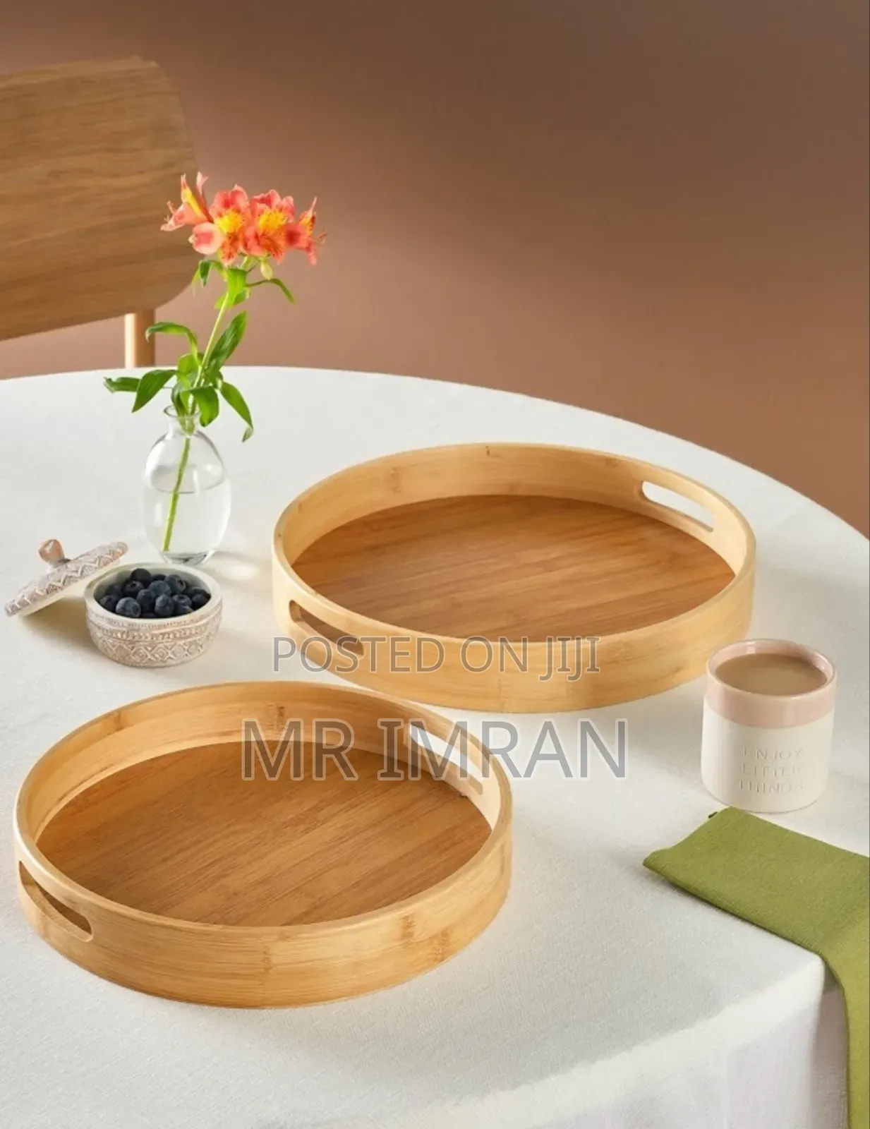 2-Piece Bamboo Tray Set