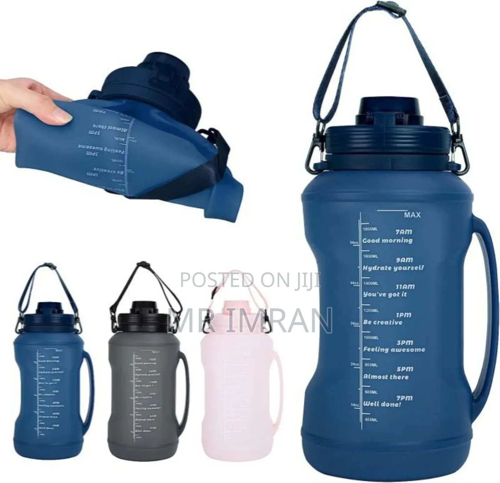 2l (64oz) Collapsible Silicone Water Bottle