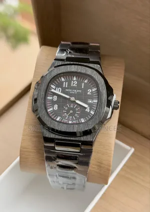 Black Stainless Strapped Men's Automatic Patek Philippe Time Piece