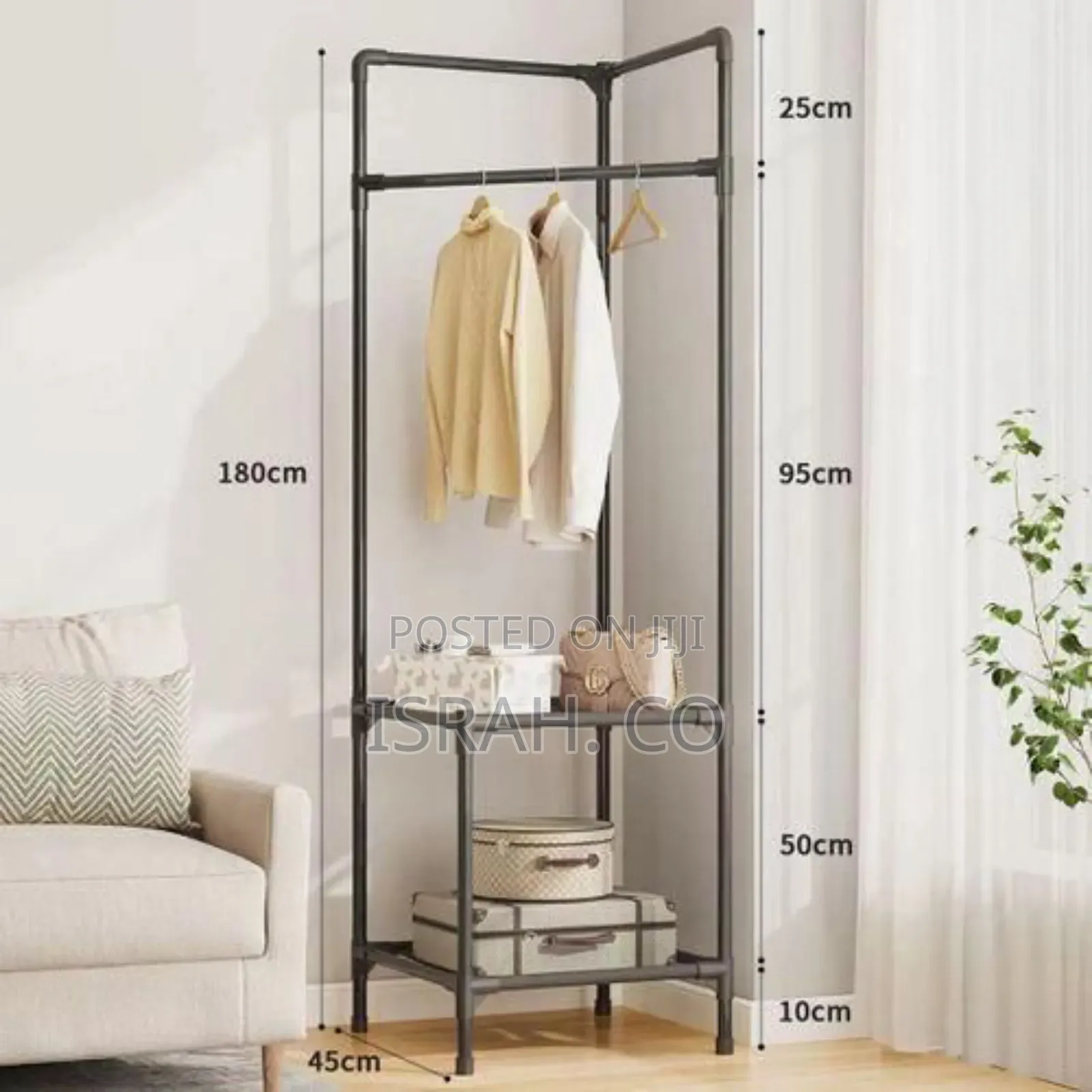Industrial Corner Garment Rack And Storage Organizer
