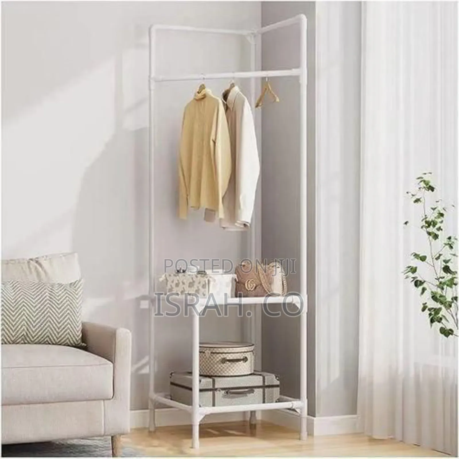 Industrial Corner Garment Rack And Storage Organizer