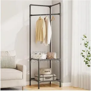 Industrial Corner Garment Rack And Storage Organizer
