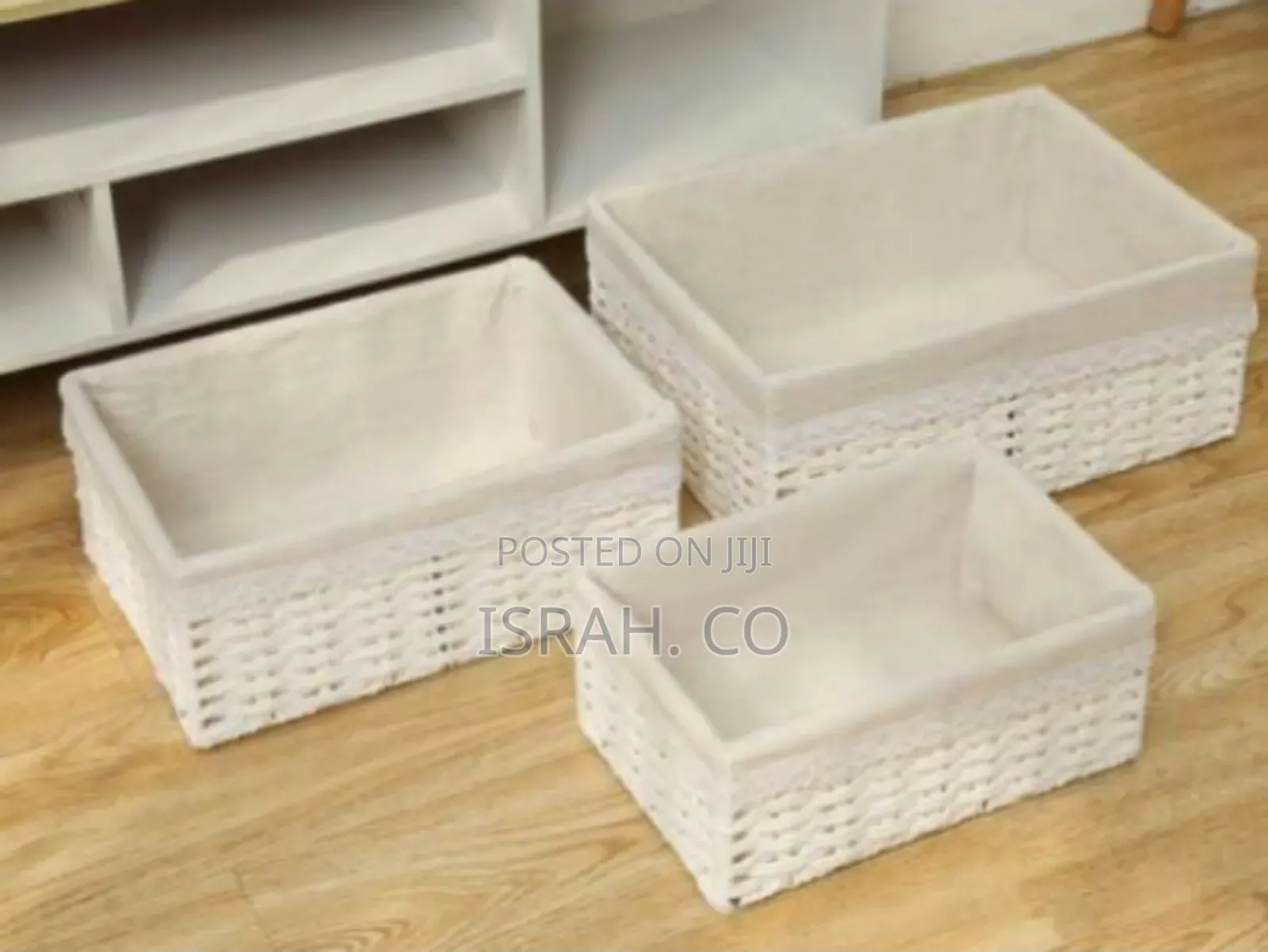 Wicker Storage Basket Set With Liners (Set Of 3)