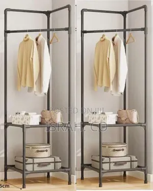Industrial Corner Garment Rack And Storage Organizer