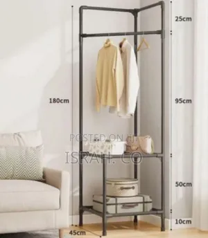 Industrial Corner Garment Rack And Storage Organizer