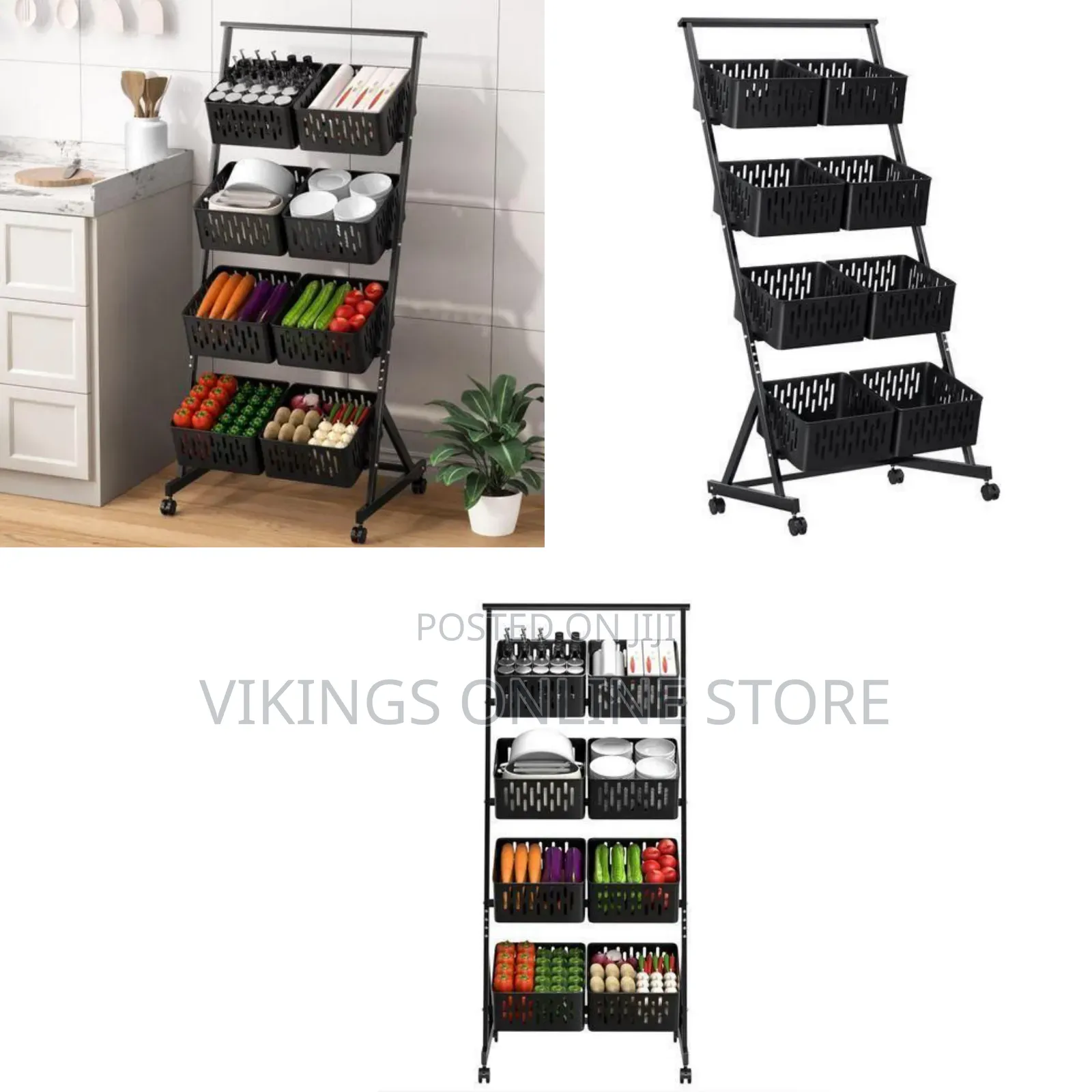 Multi-Tier Mobile Kitchen Storage Cart - Multicolor