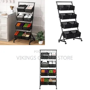 Multi-Tier Mobile Kitchen Storage Cart - Multicolor