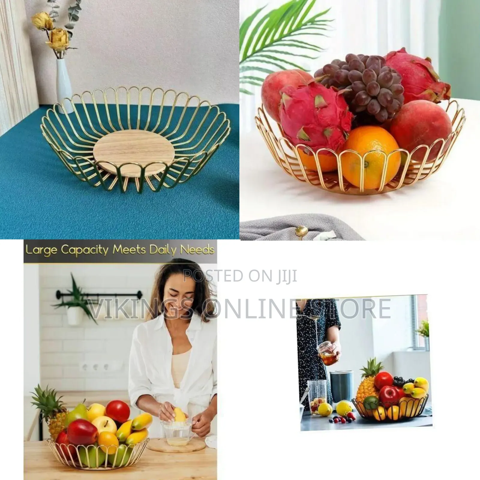 Modern Gold Wire Decorative Fruit Bowl / Serving Basket - Multicolor