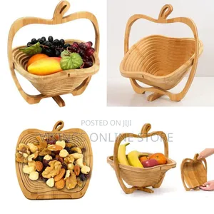 Collapsible Wooden Fruit Basket and Serving Dish - Multicolor