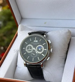 Blackface Men's Authentic Patek Phillipe Silver Chrome Wrist Time Edit