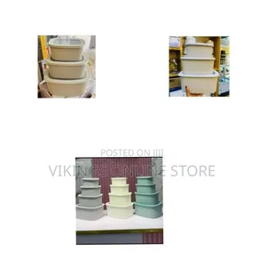 Stackable Rectangular Food Storage Containers (Set of 3) - Multicolor