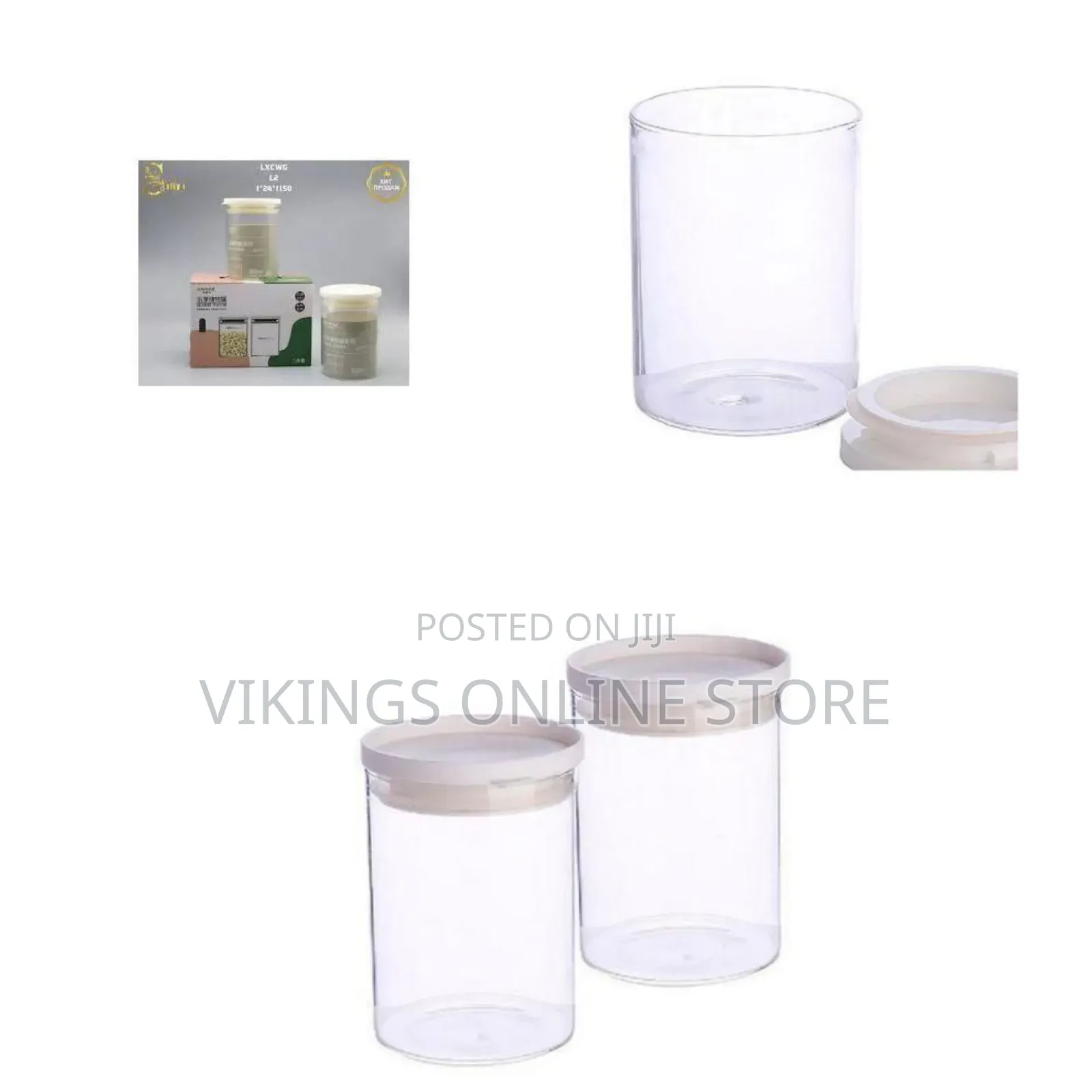 Two Modular Airtight Clear Plastic Food Storage Canisters (620ml)