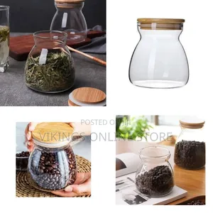 Airtight Glass Storage Jar With Natural Bamboo Lid