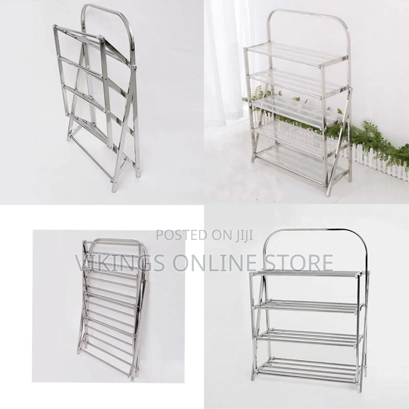 Modern 4-Tier Stainless Steel Clear Acrylic Display Shelf