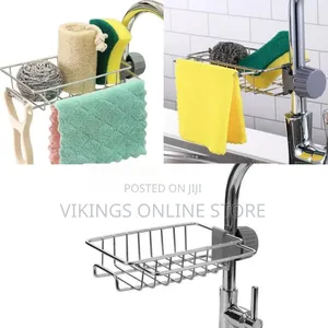 Multi-Functional Faucet Storage Rack for Kitchen and Bathroom - Silver