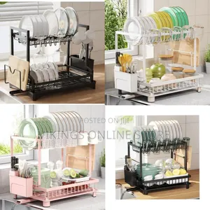 Modern Two-Tier Space-Saving Dish Drying Rack - Multicolor