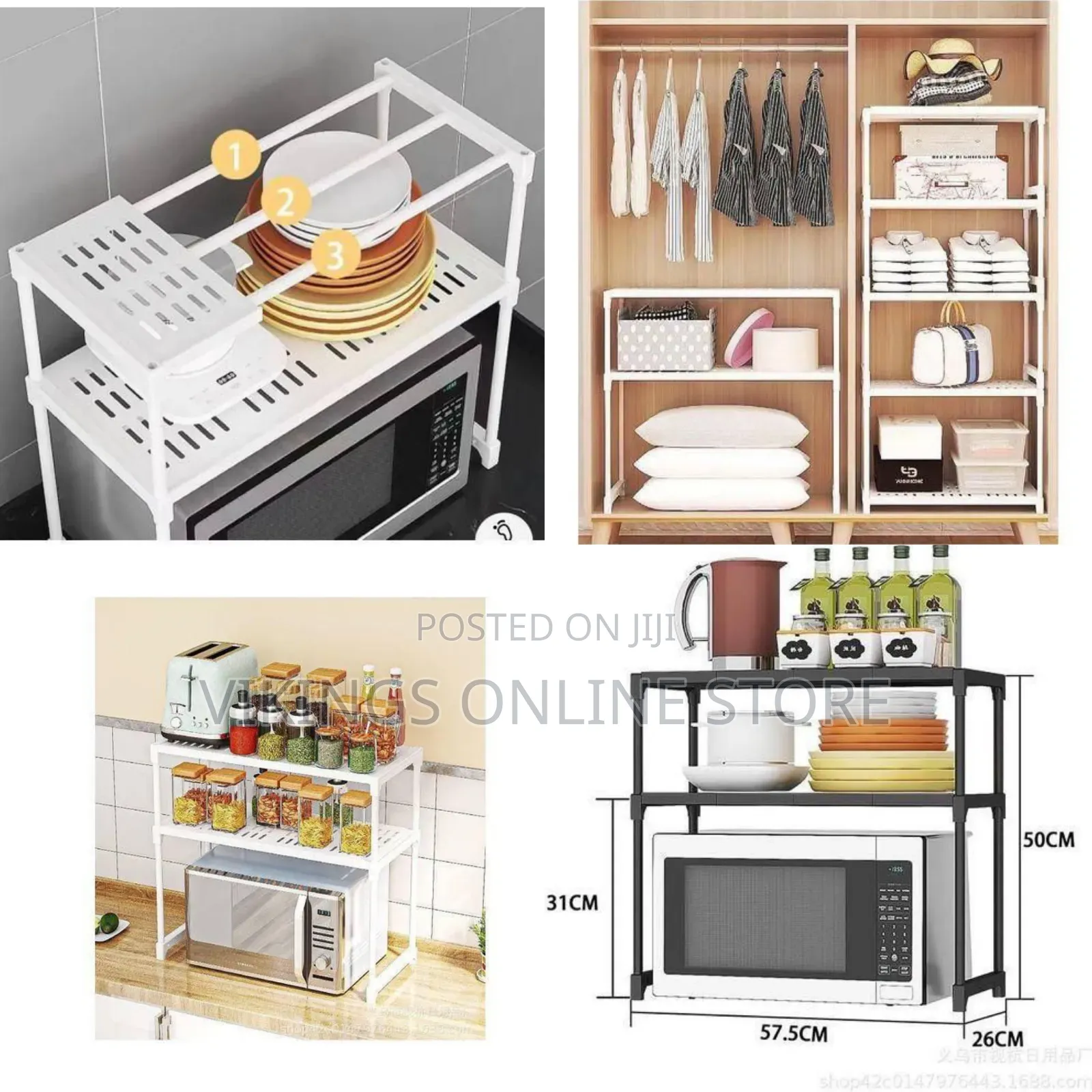 Versatile Multi-Tier Kitchen Storage Rack and Microwave Stand