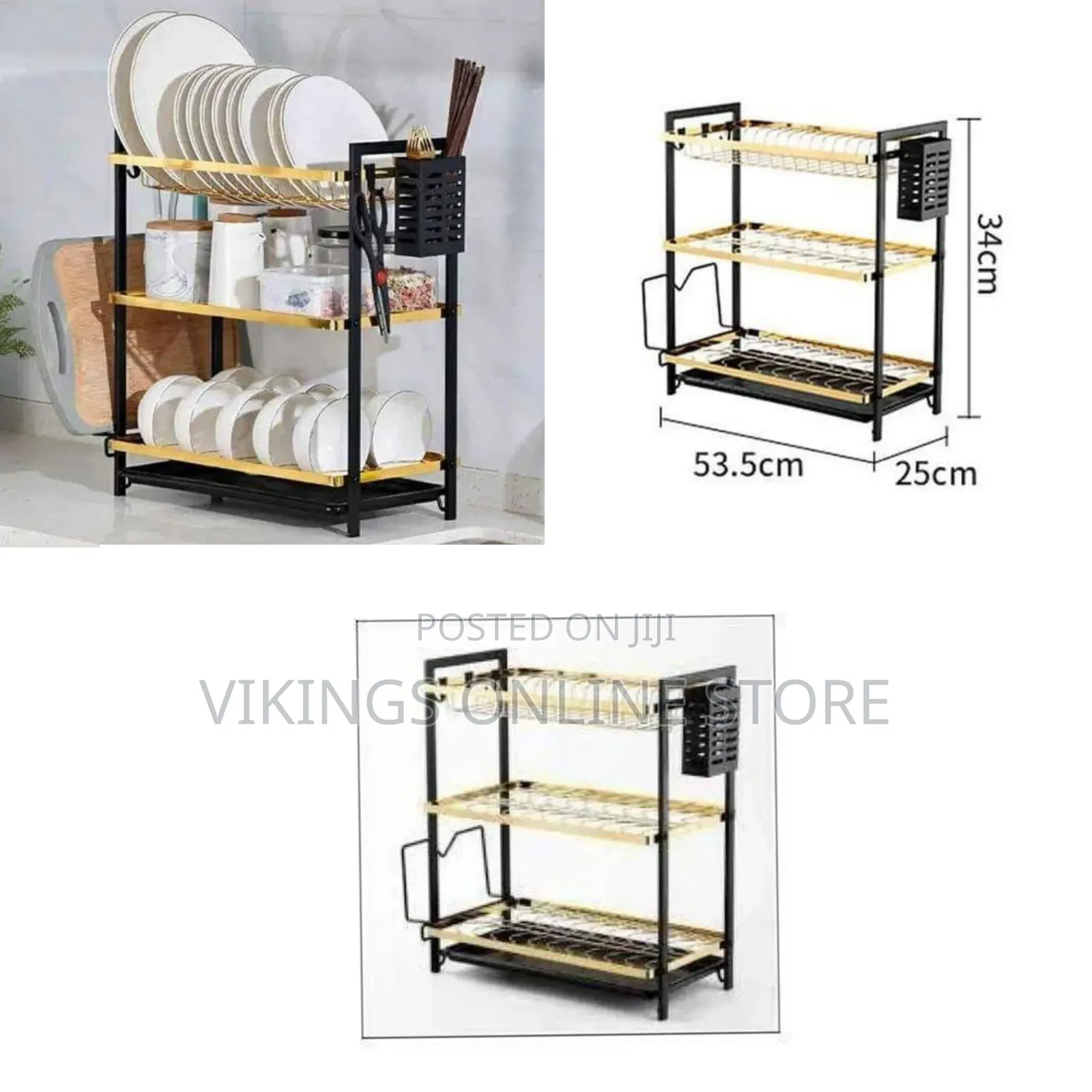 Multi-Functional Three-Tier Dish Drying Rack and Kitchen Organizer