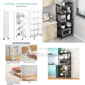 Multi-Layer Foldable Storage Shelving Unit With Wheels - Multicolor