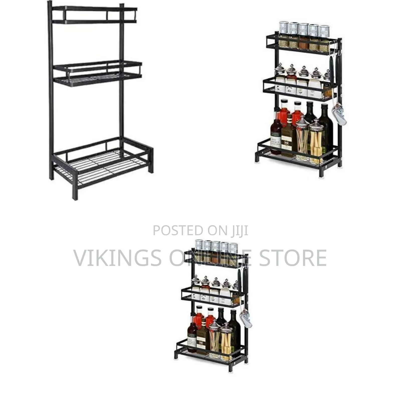 Three-Tier Multi-Functional Kitchen Organizer Rack - Multicolor