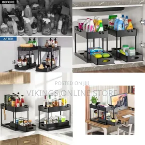 Two-Tier Under-Sink / Cabinet Pull-Out Organizer Set - Multicolor