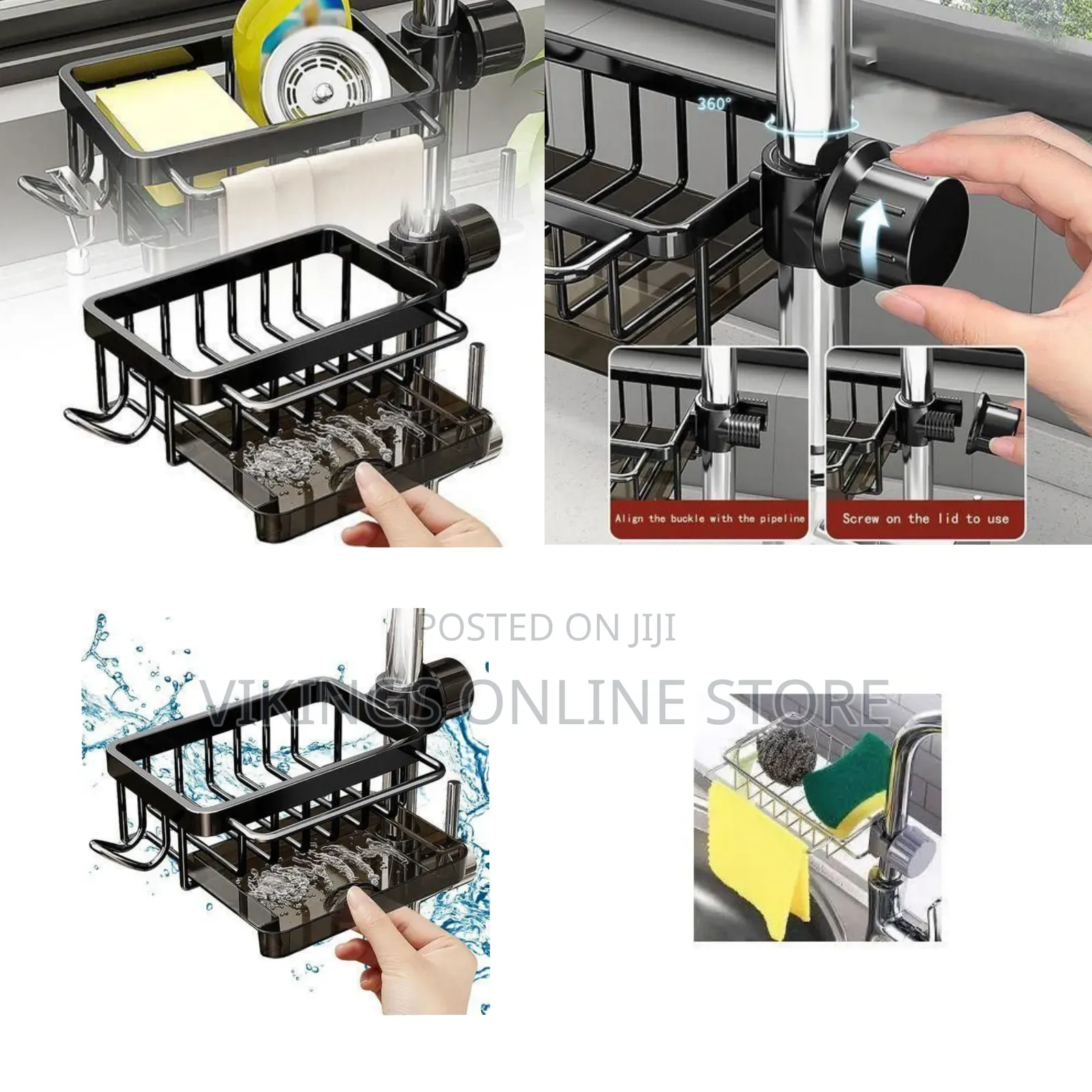Faucet-Mounted Kitchen Sink Caddy and Sponge Organizer - Multicolor