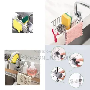 Space-Saving Faucet-Mounted Stainless Steel Sink Caddy - Multicolor