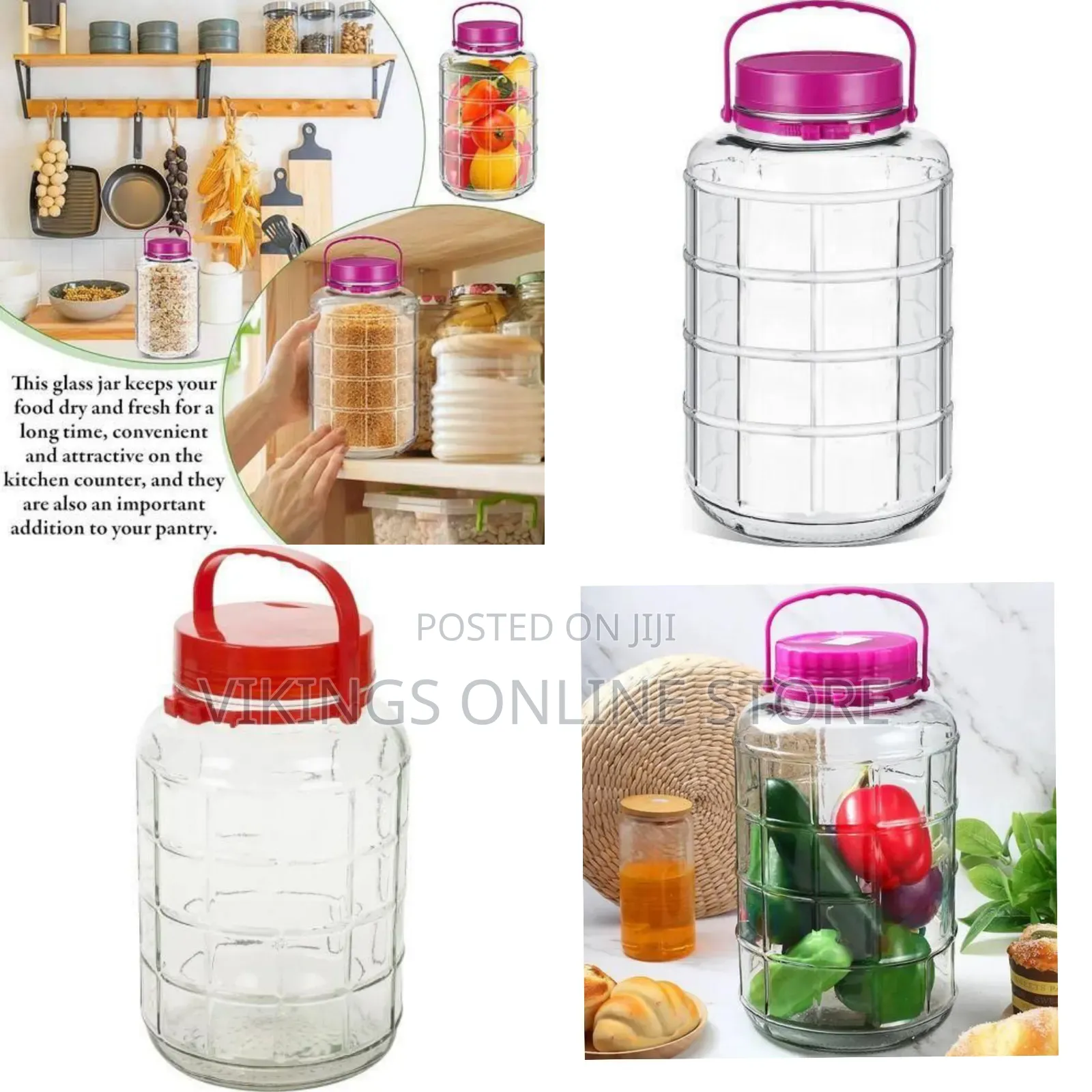 Large Capacity Glass Jar With Carrying Handle - Clear