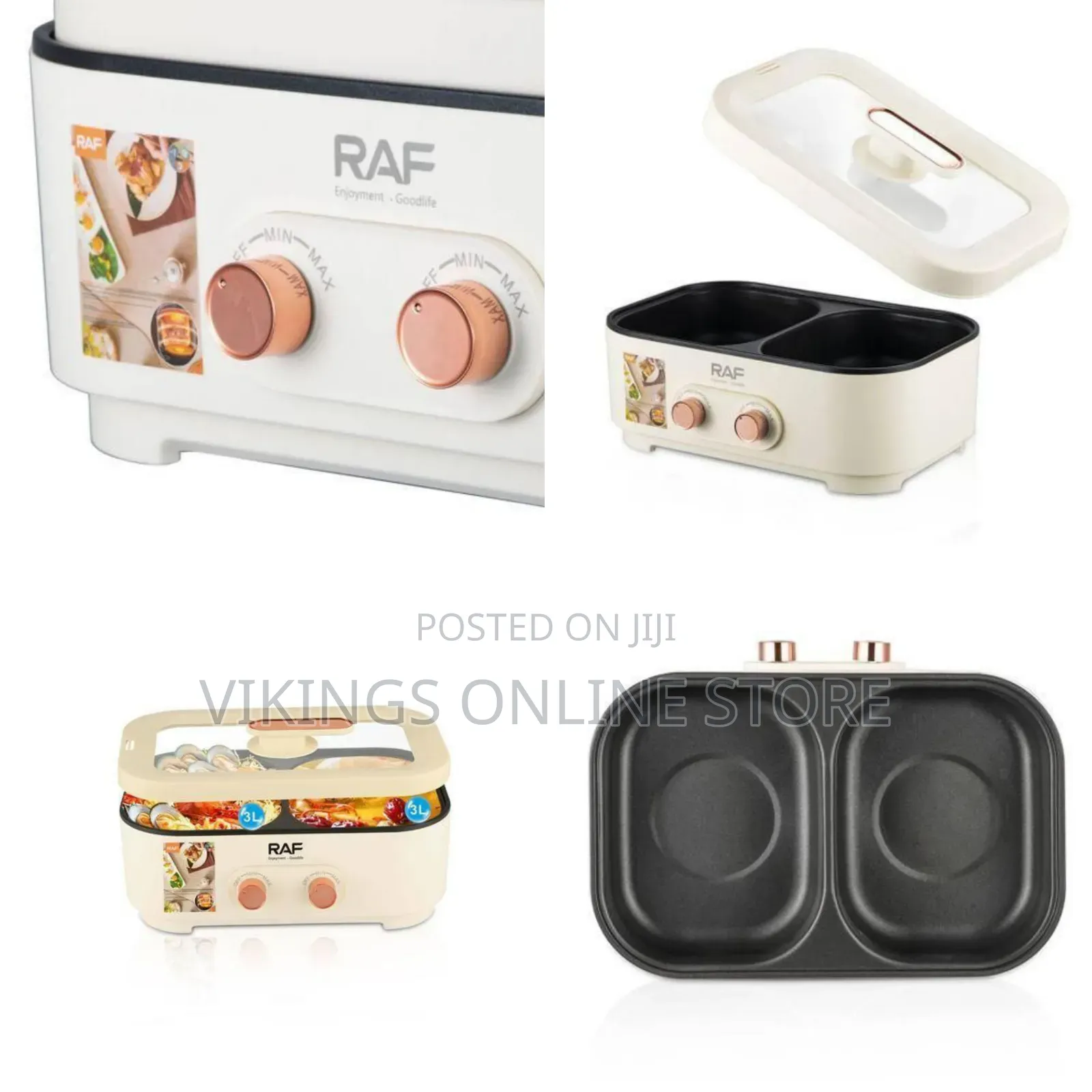 Raf Dual-Compartment Electric Mini Cooker / Hot Pot - Multicolor