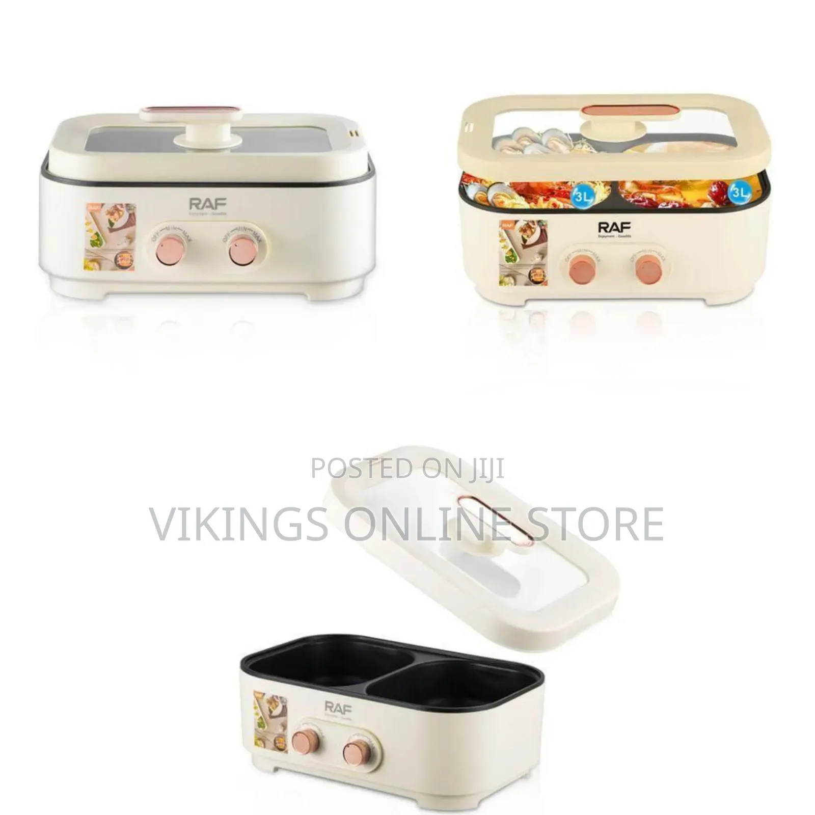 Raf Compact Dual-Compartment Electric Cooker - Multicolor